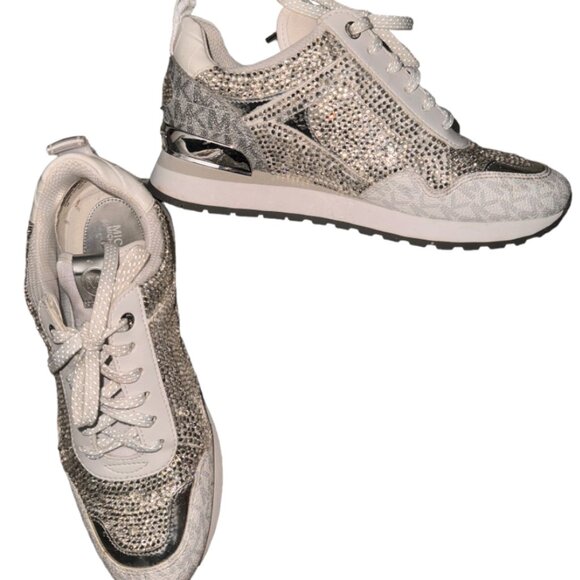 Women Sneakers, Crystals/ Rhinestones, Michael Kors shoes, Walking Shoes, Silver - Picture 8 of 15